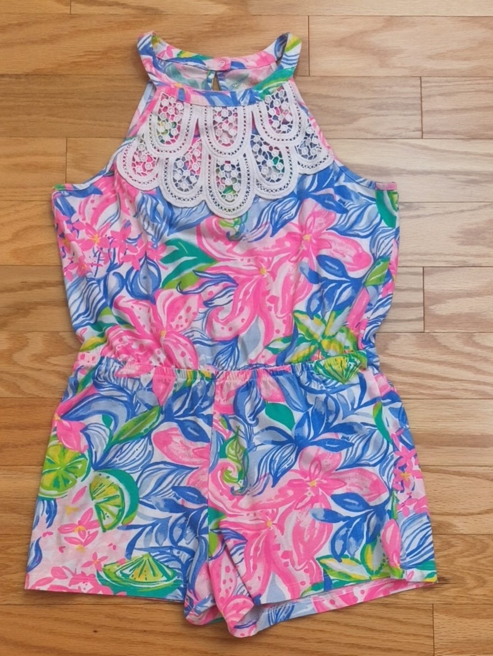Lilly Pulitzer Girls' Mini Pearl Halter Romper Size XL EUC